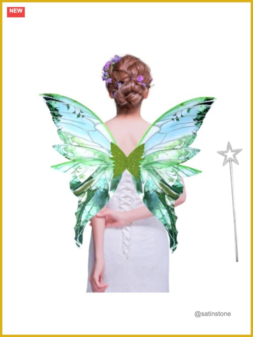 Fairy Wings Costume Set Organza Butterfly Wings with Magic Wand